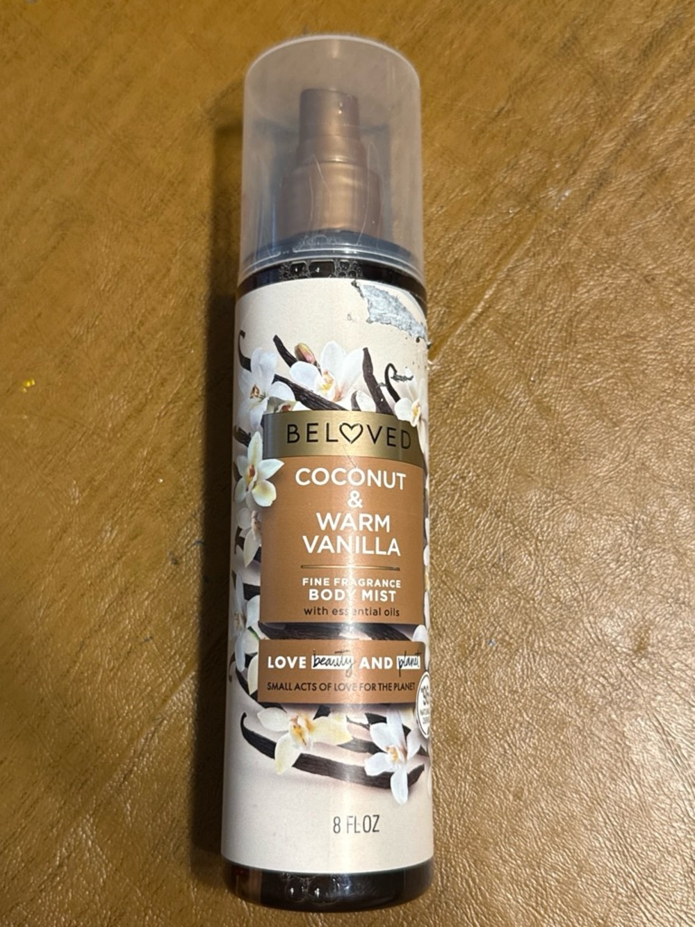 Beloved Coconut & Warm Vanilla Body Mist, full size, alcohol, free